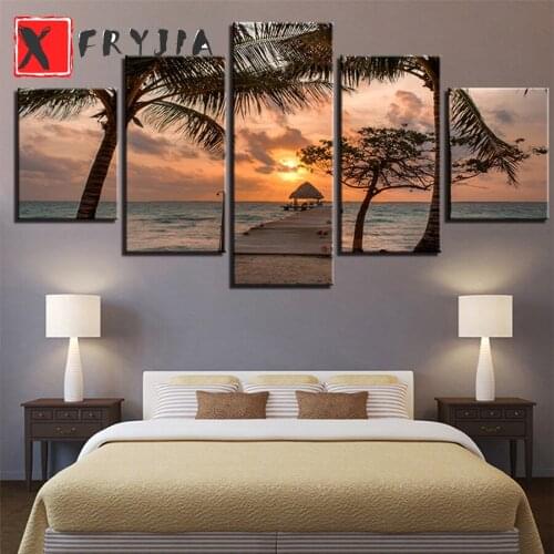 5pcs Full drill square round diamond painting Wooden Bridge Sunset landscape,DIY diamond embroidery of 5d rhinestones decor