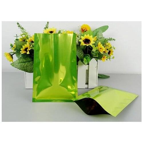 50PCSMultiple sizes Green Mylar Heat Seal Smell Proof Aluminium Foil Bag/Pouches Sachets Food Open Top Plating Foil Plain Pocket