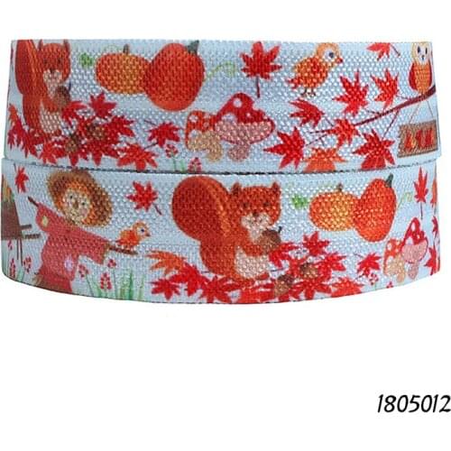 50 yards/lot) Free shipping fall days pumpkin and animal printed fold over elastic foe