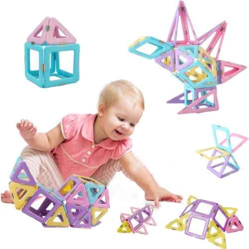 62PCS PBig Size Magnetic Tiles Building Blocks Toys DIY Solid Color Construction Magnetic Bircks Educational Toys for Kids