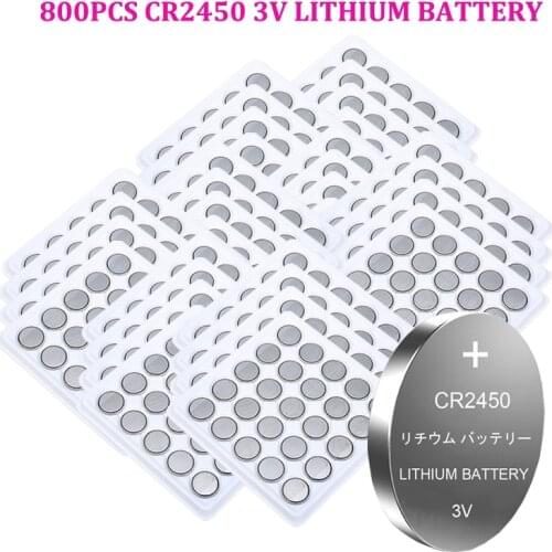 800pcs CR2450 DL2450 BR2450 Button Cell Battery 3V Lithium Batteries CR 2450 for Watch Remote Toy Computer Calculator Control