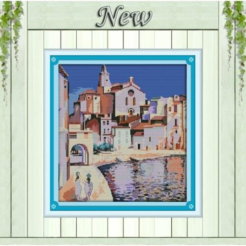 Africa Port of Algiers Scenery patterns Counted printed on canvas DMC 14CT 11CT DIY Cross Stitch Needlework kits Embroidery Sets