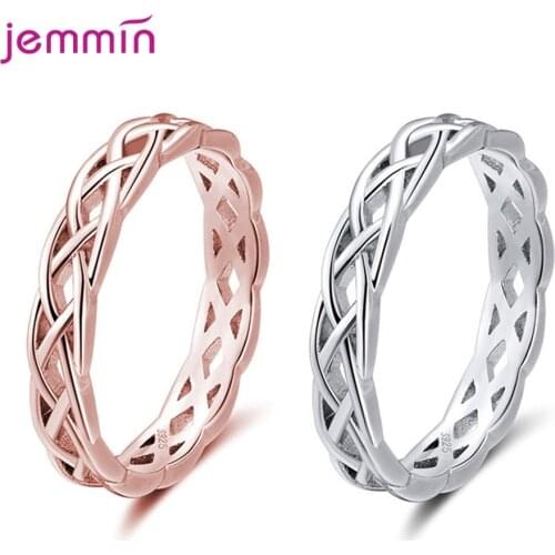 Authentic 100% 925 Sterling Silver Simple Hollow Ring for Women Anniversary Engagement Classic Birthday Jewelry Gift