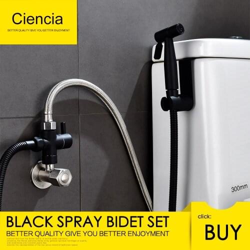 Free shipping Black Premium Stainless Steel Bathroom Handheld Bidet Shattaf Sprayer Transform Toilet into Spray Bidet