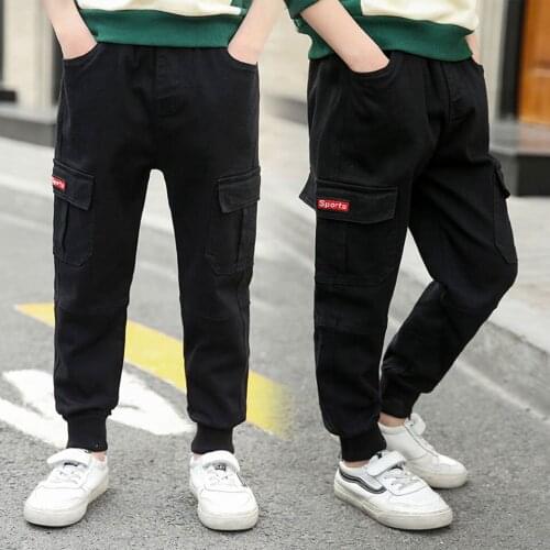 2021 Kids Boys Pants Spring Autumn 3 Colors Elastic Waist Trousers Children Casual Boy Cargo Pants For 3-14Yrs Children Clothing