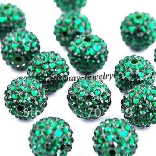European Resin Charm Beads Dark Green 10mm Fashion Jewelry Findings 50pcs