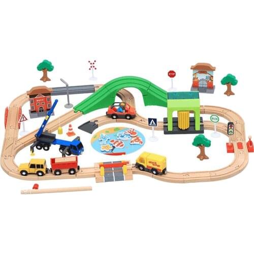 Wooden Train Tracks Wooden Train Set Toy Train Sets for Kids Car Train Toys Wooden Railway System Train Full Sets