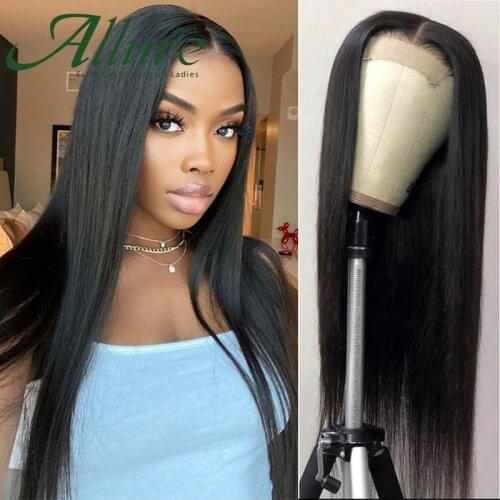 Long Straight 4x4 Lace Closure Wig Human Hair For Black Women Pre Plucked Human Hair HD Transparent Lace 130% Density Allure