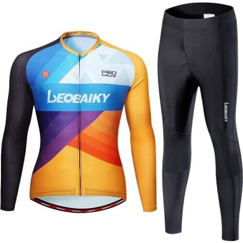 New Men Cycling Jersey set Summer Long Sleeve Bicycle Clothing Padded Mountain Bike Sportswear Mtb Riding Dress