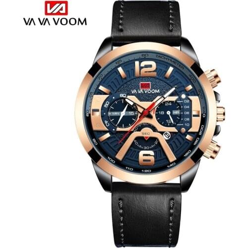 Hot Selling Waterproof Outdoor Multifunctional Six-pin Decorative Casual Watch Mens Belt Calendar Quartz Sports Watch WA54