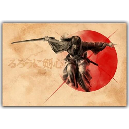 Rurouni Kenshin Canvas Poster Print Samurai Swordsman Anime Picture Home Decoration For Living Room Boy Bedroom Wall Decor