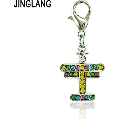 JINGLANG Wholesale Lobster Clasp Charms Dangle Colorful Rhinestone Airplane Pendants DIY Charms For Jewelry Making Accessories