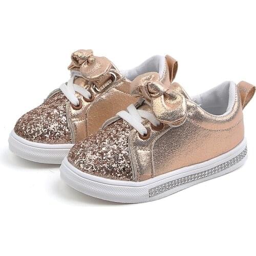 Baby Girls Shoes Toddler Children Baby Girls Boys Casual Shoes Sequins Bowknot Crystal Run Sport Sneakers Shoes For Girls