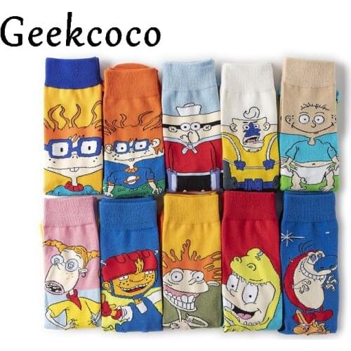 J1302 Classcial Cartoon Cute Print Socks Fashion Funny Novelty Men Women Sock Comfort Colorful Cotton Long Socks