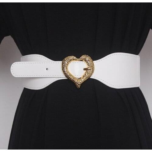 Fashion Women Elastic Belts Metal Love Buckle Waist Strap Luxury Designer Belt Decoration with Skirt Corset Dress Coat Waistband