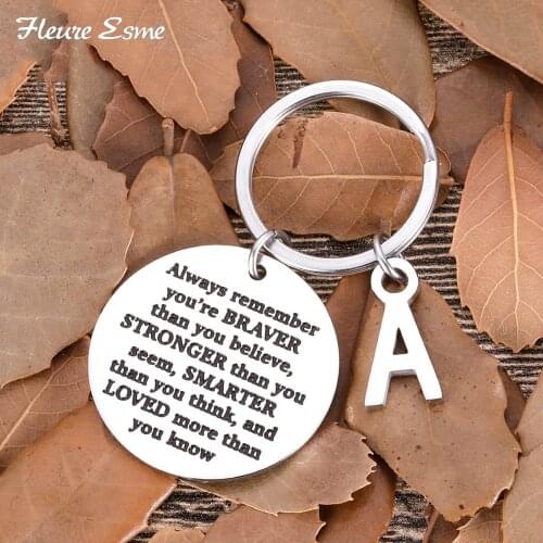 Fashion Keychain Birthday Graduation Gifts for Him Her Quote " Always Rremember You Are Braver Than You Believe " Keyring