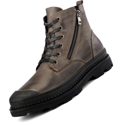 Retro Motorcycle Boots Autumn Winter Martin Boots Men Leather Motorbike Riding Boots Moto Thermal Fleece Liner Moto Shoes