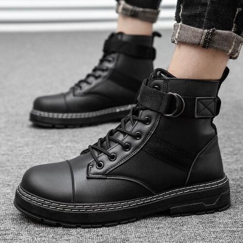 Mens Winter Shoes Chunky Ankle Boots Warm Platform Shoes Comfortable Casual Boot Non-Slip Man Snow Boots Male Footwear