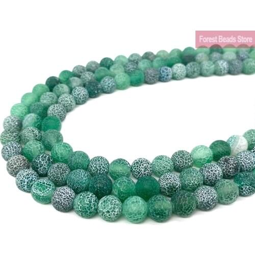 Natural Frost Crab Green Agates Round Loose Beads 15" Strand 6 8 10MM Diy Bracelet Charm Beads for Jewelry Making Wholesale