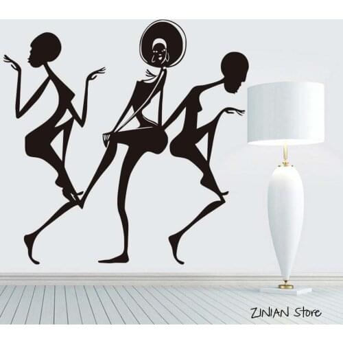 Africa Dancing Girls Wall Decals African Beautiful Woman Waterproof Vinyl Decals Decoration Removable Wall Decor Home Decor H280