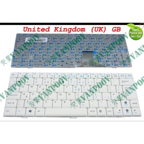 New Laptop keyboard for ASUS Eee PC EeePC 1000 1000H 1000HA 1000HD Series White UK GB Version - V021562HK1