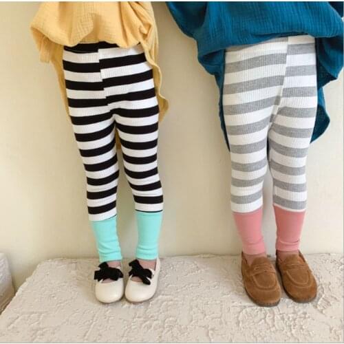 2021 new girls boys autumn cotton striped leggings pants cool soft kids leggings