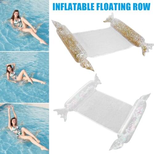 Newly Pool Floats Inflatable Multi-Purpose Inflatable Hammock Sequin Floating Bed Feather Inflatable Floating Row Adult Hammock