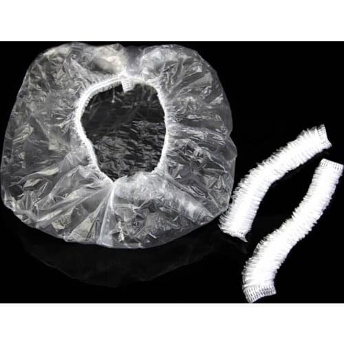 YYSD 100pcs Disposable One-off Hotel Home Shower Bathing Clear Hair Elastic Hats
