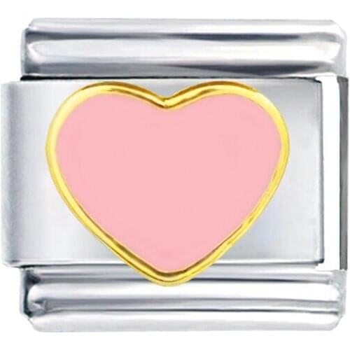 Wholesale Composable links bracelet Classic 9mm pink enamel heart love Italian charm bracelet fit Zoppini Nomiation