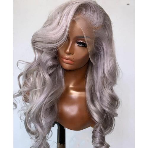 Lace Front Human Hair Wigs Brazilian Transparent 26 Inch Lace Front Wig Grey Human Hair Wig Blonde Colored 13*4 Lace Front Wig