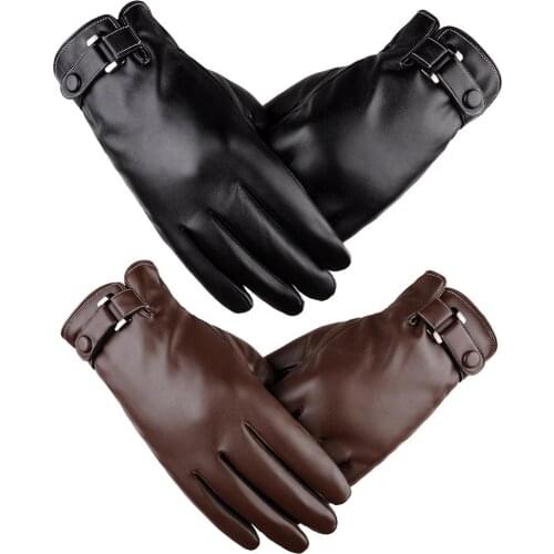 1Pair Fashion Faux Leather Motorcycle Full Finger Gloves for Men Touch Screen Windproof winter warm motorcycling gloves Gifts