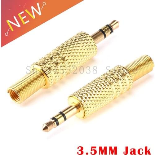 1pcs Gold Plated 3.5mm 2 Pole Male Repair Headphones Audio Jack Plug Connector Soldering For Most Earphone Jack