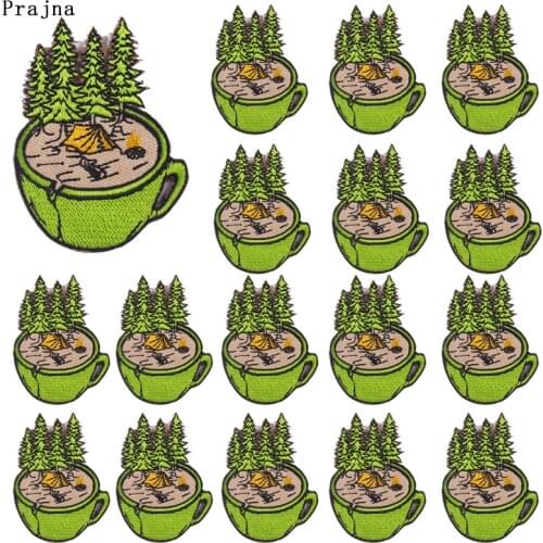 Prajna 10 PCS Mountain Patch Iron On Natural Trave Patches For Clothes Biker Adventure Stripe On Clothes Sticker Applique Jeans