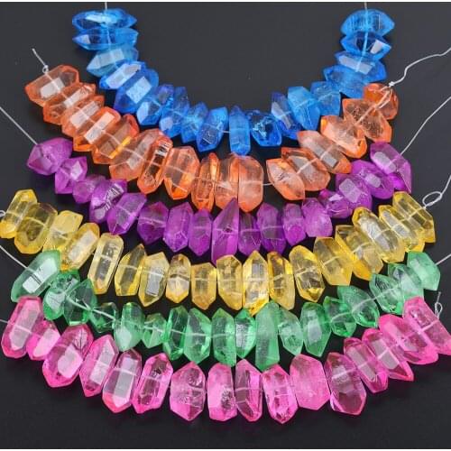 Approx 17-21PCS/Strand,Yellow Pink Natural Quartz Crystal Freeform Stick Point Loose Spacer Beads For Pendant Necklace Making