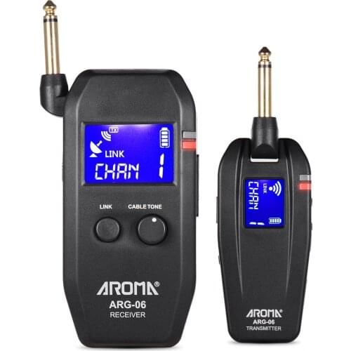 Aroma ARG-06 Guitar Wireless Transmission System Transmisster Receiver 6.35mm Plug 4 Channels Max. 35m Effective Range Accessory