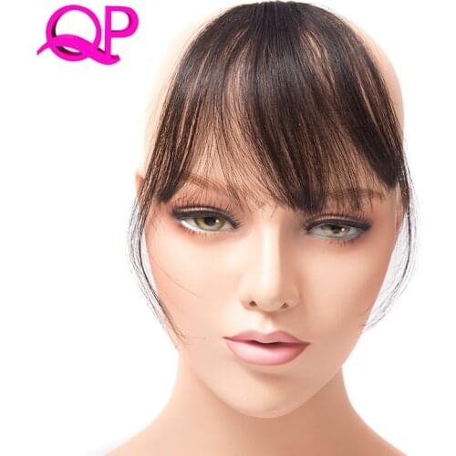 Qp Hair Front On Hair Bangs Brown Black color One Piece Only Fringe Hair Extensions Synthetic Hair Bangs