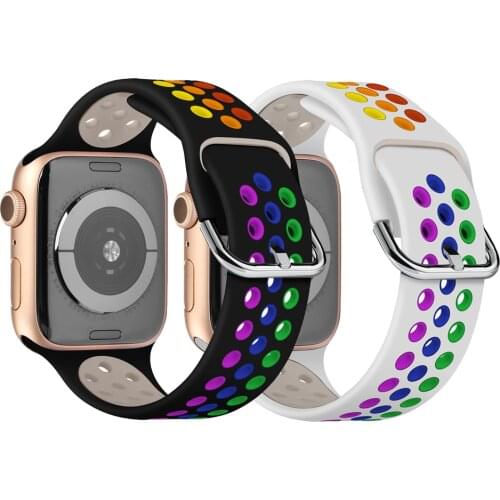 Apple Watch Series 6 5 4 SE Breathable Silicone Sports Strap 40mm 44mm Wristband Bracelet iwatch 3 38mm 42mm Accessories