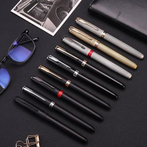 Jinhao Retro Metal Fountain Pen Ink Pen Set Bronze Silver Black Fine Nib Beautiful Texture Office School Supplies Writing