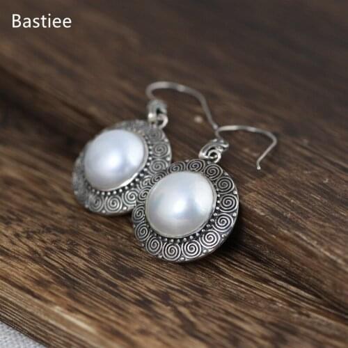 Bastiee Earings Fashion Jewelry Flower 925 Sterling Silver Earrings Gifts For Women Drop Earrings Vintage Jade Silver