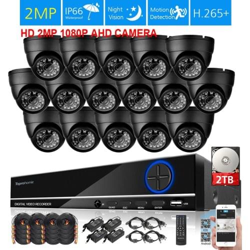TOPROHOIME 16CH AHD 5MP-N DVR system 16PCS 2MP Outdoor Waterproof day night Camera Security CCTV System Video Surveillance set