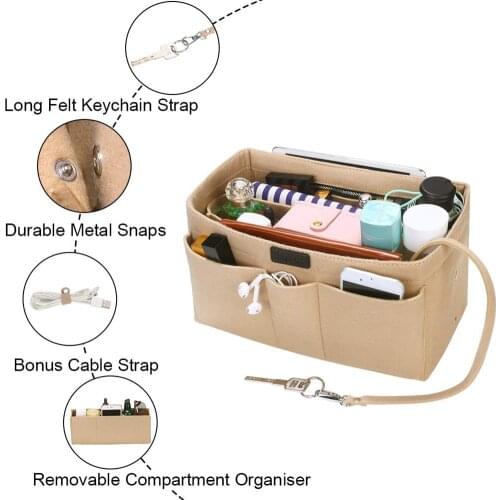 Capacity Computer Storage Basket Office Sundries Make Up Container Boxes Felt Multi Pocket Tote Handbag Organizer Big