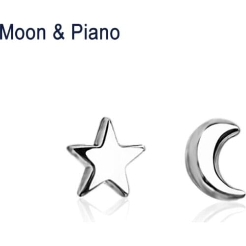 925 Sterling Silver Star & Moon Stud Earrings Fine Jewelry For Women New Arrivals Trendy Birthday Gift For Lady Different Style