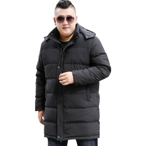 Winter Male Jacket Mens Winter Large Size Mid-Length Hooded Warm Jacket Mens Extra Large Size XL-8XL 9XL 10XL black Jacket