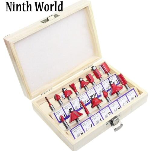 1/4" 1/2" Shank Carbide Router Milling Cutter Router Bit Set Wood Cutter Mill Woodworking Milling Cutters Trimming Tools Of 15pc