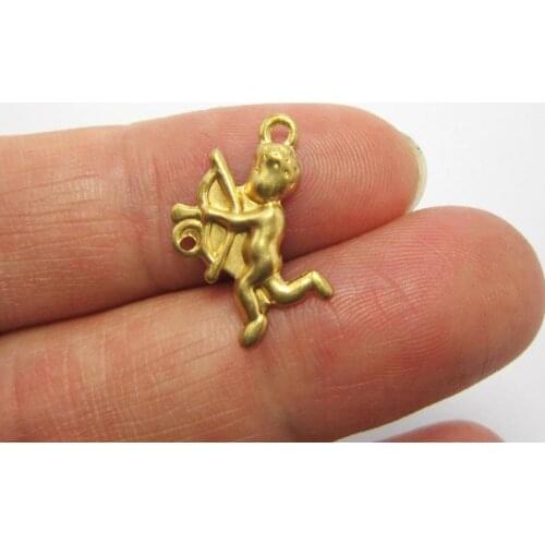 Brass angle charms 19.7x9.6x1.5mm Stamping Solid Brass Cupid pendant R913