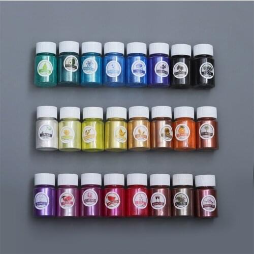 24 Color 20ml DIY Handmade Pearlescent Mica Powder Epoxy Resin Dye Pearl Pigment Resin Glue Pigments Material for Jewelry Making