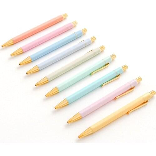 40pcs Macaron Color Ballpoint Pen Half Metal Luxury Ball Pen Novelty Pens Rose Gold Stationery School Office Supplies Fashion