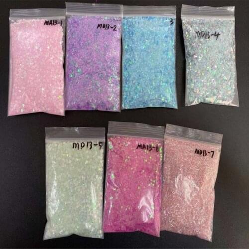 50g/bag Love Heart/Star Design Nail Glitter Sequins Paillette Chameleon Mermaid Nail Flakies Glitter Laser Sequins Manicure MD1