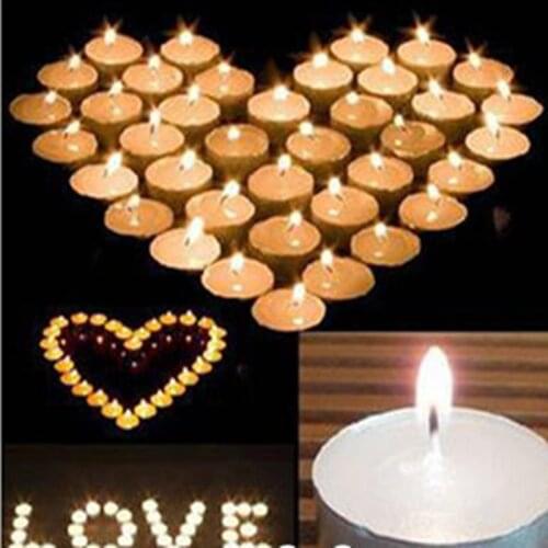 50pcs! smokeless tasteless white aluminum candles romantic supplier for Valentines Day wedding party decorative