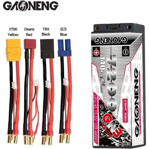 GNB GAONENG 7200mAh 4S 15.2V 140C Hardcase LiPo LiHV Battery for 1:8 1/8 RC Car Four Drive Off-Road Boat